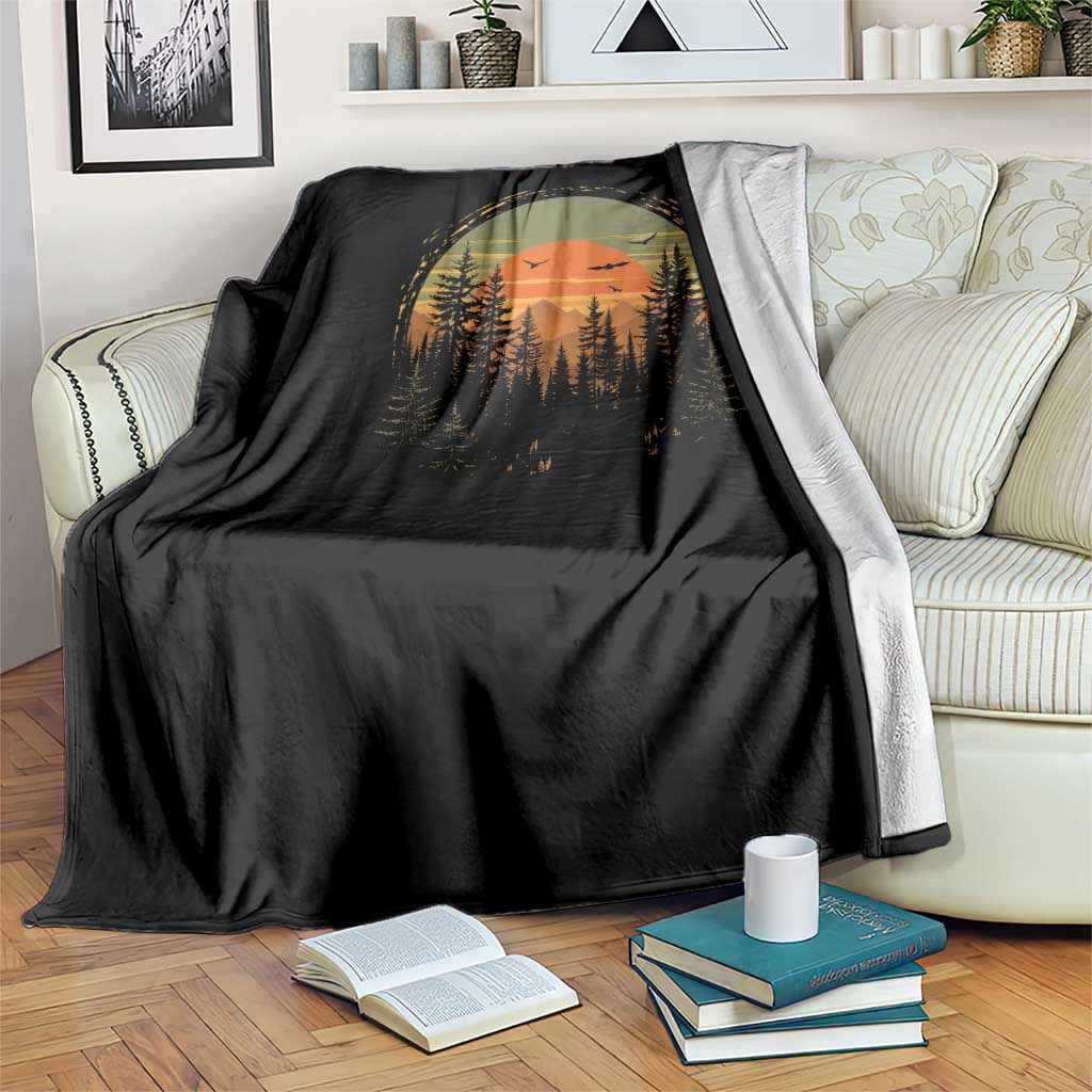 Retro Forest Trees Outdoors Nature Lover Throw Blanket TS11 Print Your Wear