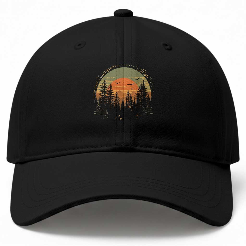 Retro Forest Trees Outdoors Nature Lover Baseball Cap TS11 Print Your Wear