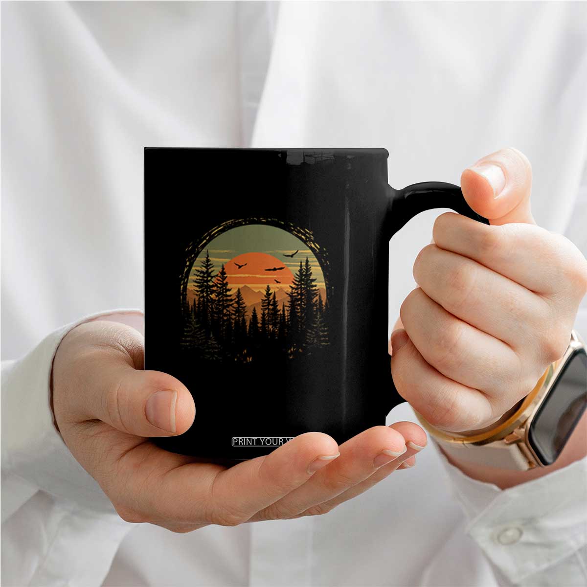 Retro Forest Trees Outdoors Nature Lover Coffee Mug TS11 Print Your Wear