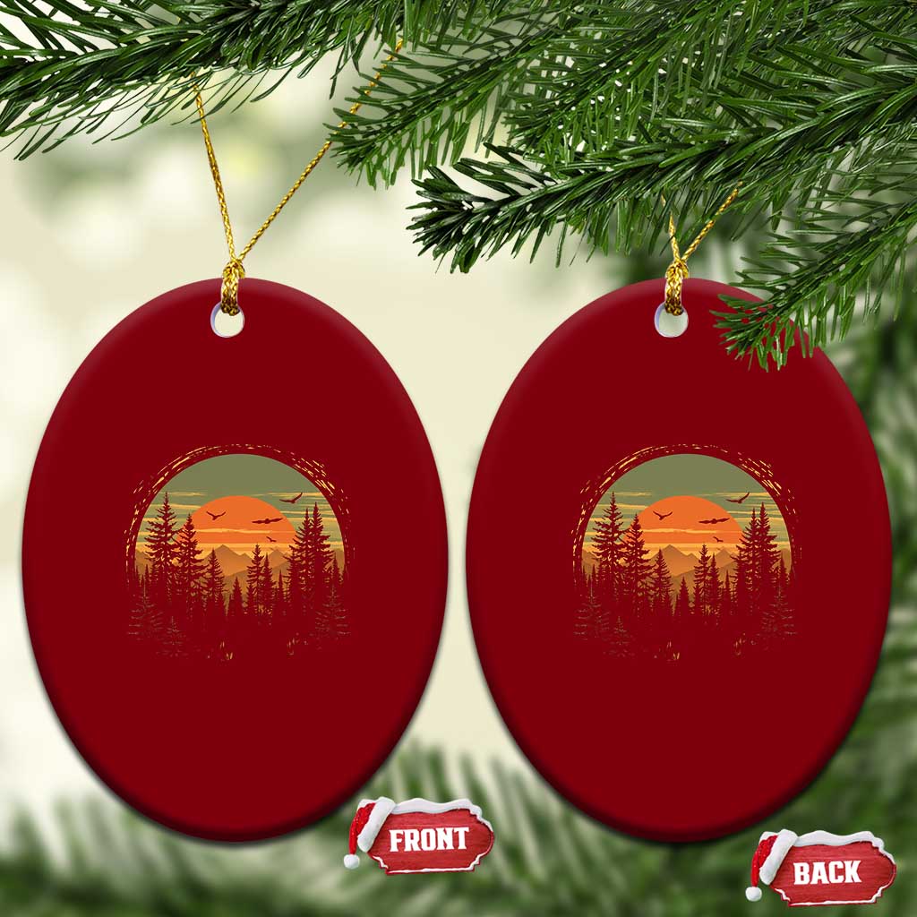 Retro Forest Trees Outdoors Nature Lover Ceramic Ornament TS11 Print Your Wear