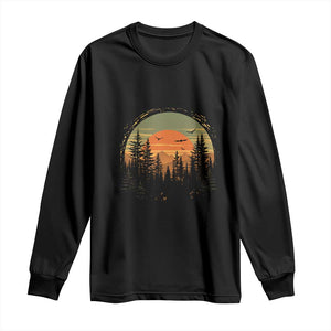 Retro Forest Trees Outdoors Nature Lover Long Sleeve Shirt TS11 Black Print Your Wear