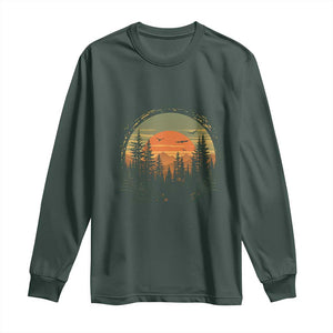 Retro Forest Trees Outdoors Nature Lover Long Sleeve Shirt TS11 Dark Forest Green Print Your Wear