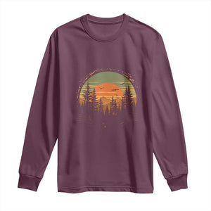 Retro Forest Trees Outdoors Nature Lover Long Sleeve Shirt TS11 Maroon Print Your Wear