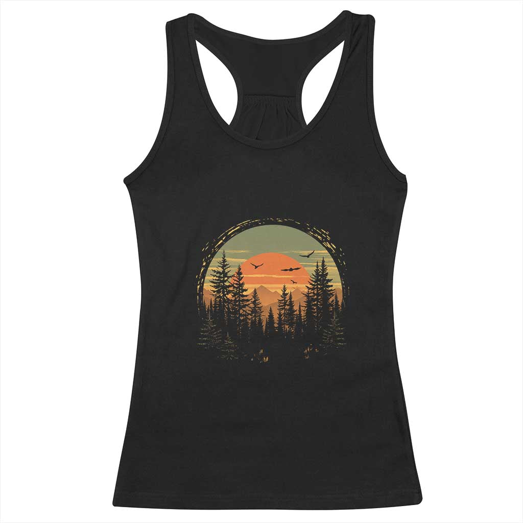 Retro Forest Trees Outdoors Nature Lover Racerback Tank Top TS11 Black Print Your Wear