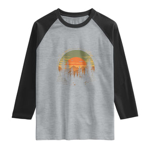 Retro Forest Trees Outdoors Nature Lover Raglan Shirt TS11 Heather Gray Black Print Your Wear