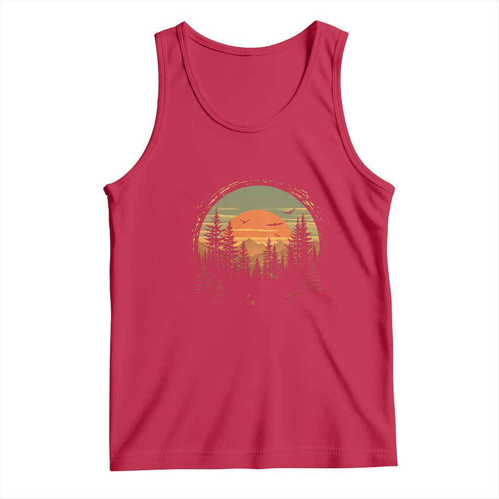 Retro Forest Trees Outdoors Nature Lover Tank Top TS11 Red Print Your Wear