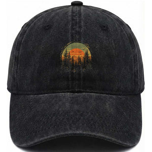 Retro Forest Trees Outdoors Nature Lover Washed Cotton Baseball Cap TS11 Print Your Wear