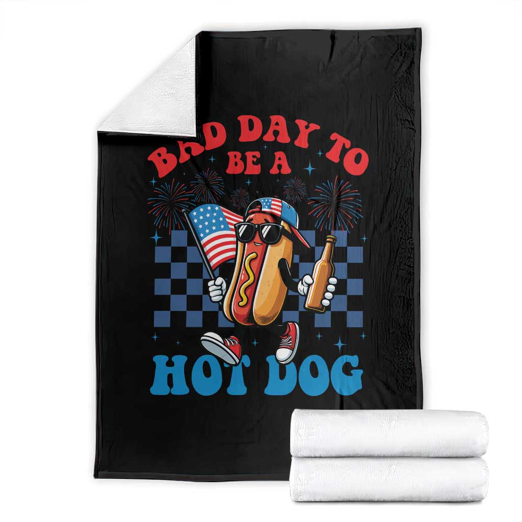 Bad Day To Be A Hot Dog 4th of July Throw Blanket Funny BBQ Grilling TS11 Black Print Your Wear