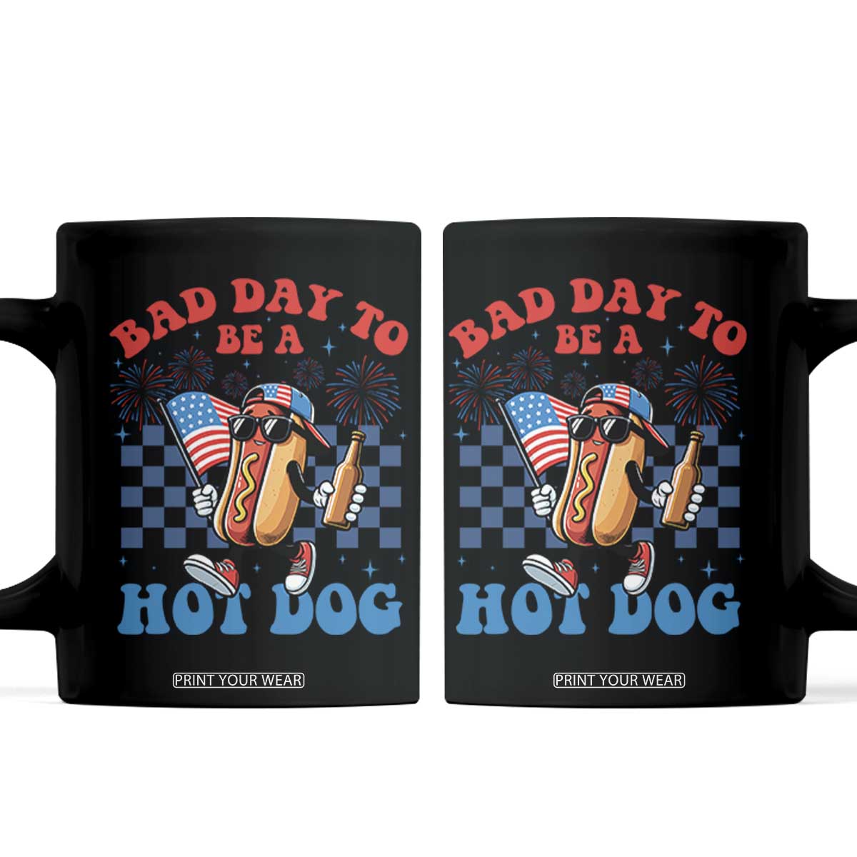 Bad Day To Be A Hot Dog 4th of July Coffee Mug Funny BBQ Grilling TS11 Black Print Your Wear
