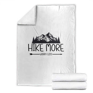 Hike More Worry Less Hiker Mountain Throw Blanket Hiking Camping Hiker Mountain