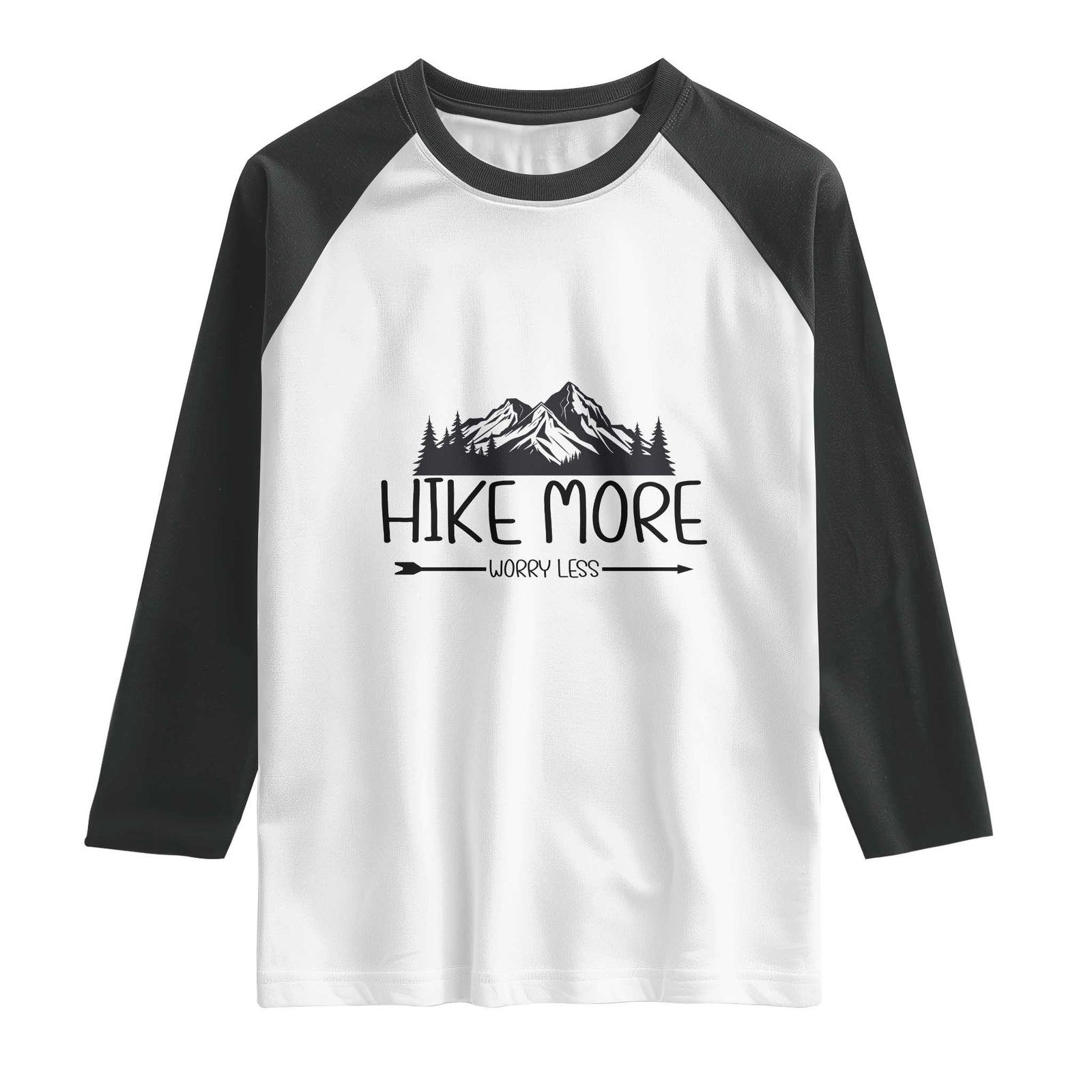 Hike More Worry Less Hiker Mountain Raglan Shirt Hiking Camping Hiker Mountain