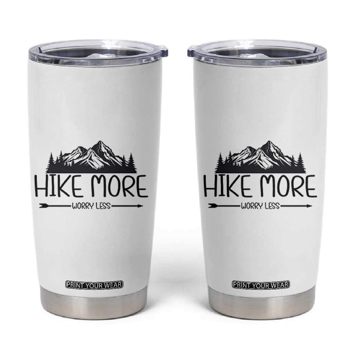 Hike More Worry Less Hiker Mountain Tumbler Cup Hiking Camping Hiker Mountain