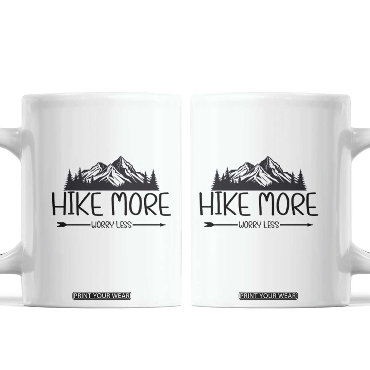Hike More Worry Less Hiker Mountain Coffee Mug Hiking Camping Hiker Mountain