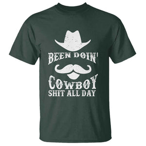 Funny Cowboy T Shirt Been Doin' Cowboy Shit Western Retro Hat TS11 Dark Forest Green Print Your Wear