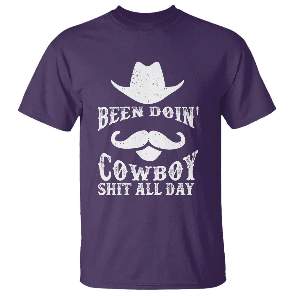 Funny Cowboy T Shirt Been Doin' Cowboy Shit Western Retro Hat TS11 Purple Print Your Wear