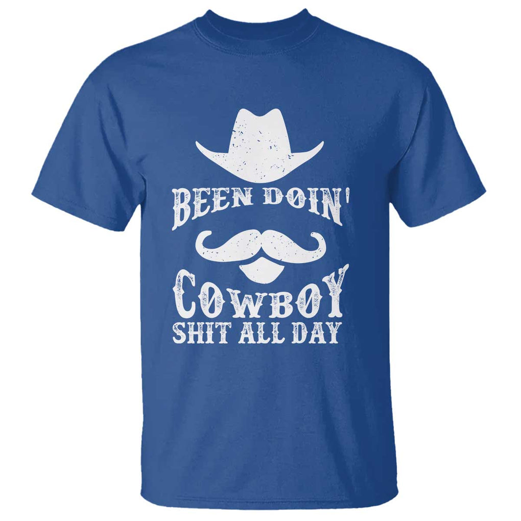 Funny Cowboy T Shirt Been Doin' Cowboy Shit Western Retro Hat TS11 Royal Blue Print Your Wear