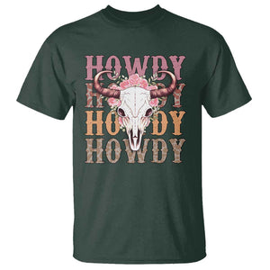 Country Cowgirl T Shirt Howdy Rodeo Cowboy Flower Skull TS11 Dark Forest Green Print Your Wear