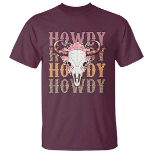 Country Cowgirl T Shirt Howdy Rodeo Cowboy Flower Skull TS11 Maroon Print Your Wear