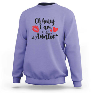 Aunt Sweatshirt Oh Honey I'm That Auntie Heart Lips TS11 Violet Print Your Wear