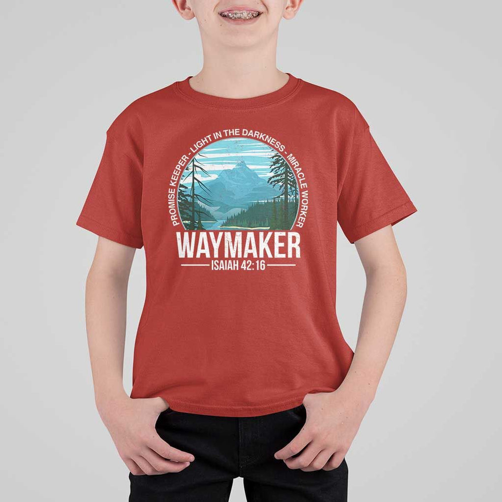 Christian T Shirt For Kid Waymaker Promise Keeper Light In The Darkness Miracle Worker Bible Verse TS11 Red Print Your Wear