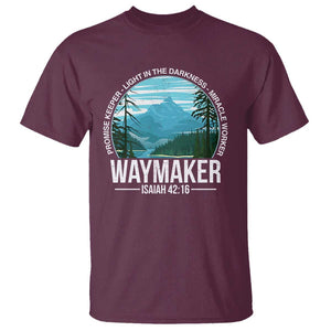 Christian T Shirt Waymaker Promise Keeper Light In The Darkness Miracle Worker Bible Verse TS11 Maroon Print Your Wear