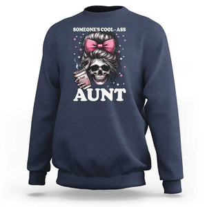 Funny Aunt Sweatshirt Someone's Cool Ass Auntie Skull Coffee TS11 Navy Print Your Wear