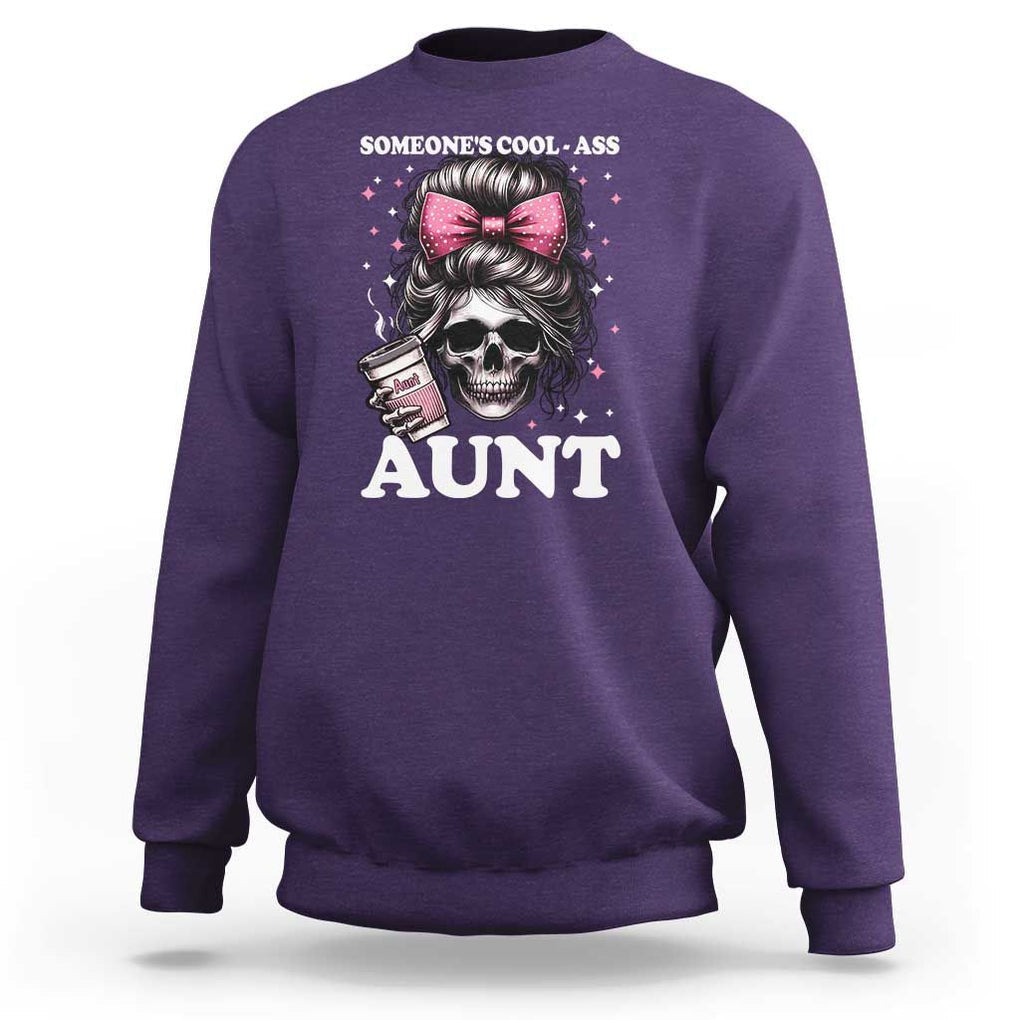 Funny Aunt Sweatshirt Someone's Cool Ass Auntie Skull Coffee TS11 Purple Print Your Wear