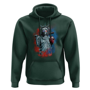 Funny Statue Of Liberty Baseball Hoodie 4th Of July Sport Bat American TS11 Dark Forest Green Print Your Wear