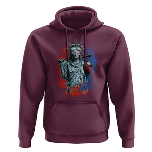 Funny Statue Of Liberty Baseball Hoodie 4th Of July Sport Bat American TS11 Maroon Print Your Wear