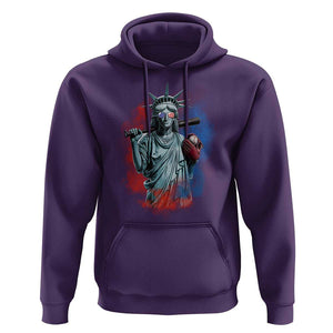 Funny Statue Of Liberty Baseball Hoodie 4th Of July Sport Bat American TS11 Purple Print Your Wear