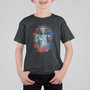 Funny Statue Of Liberty Baseball T Shirt For Kid 4th Of July Sport Bat American TS11 Black Print Your Wear