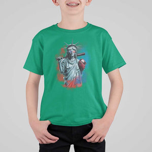 Funny Statue Of Liberty Baseball T Shirt For Kid 4th Of July Sport Bat American TS11 Irish Green Print Your Wear