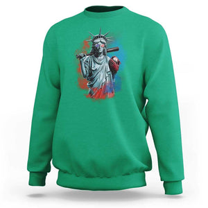 Funny Statue Of Liberty Baseball Sweatshirt 4th Of July Sport Bat American TS11 Irish Green Print Your Wear