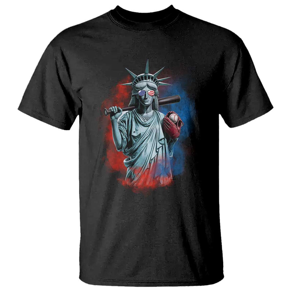 Funny Statue Of Liberty Baseball T Shirt 4th Of July Sport Bat American TS11 Black Print Your Wear