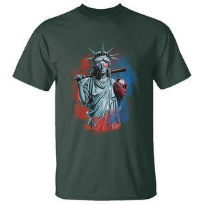 Funny Statue Of Liberty Baseball T Shirt 4th Of July Sport Bat American TS11 Dark Forest Green Print Your Wear