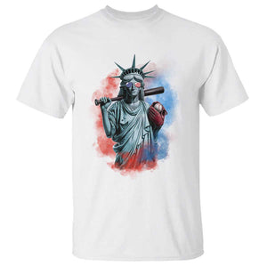 Funny Statue Of Liberty Baseball T Shirt 4th Of July Sport Bat American TS11 White Print Your Wear