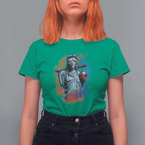 Funny Statue Of Liberty Baseball T Shirt For Women 4th Of July Sport Bat American TS11 Irish Green Print Your Wear