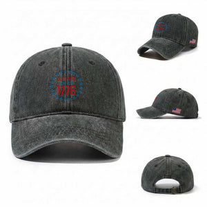 Funny Dump Him Like It's 1776 Washed Cotton Baseball Cap Stars Political Sattire TS11 Washed Cap Universal Fit Dark Green Print Your Wear