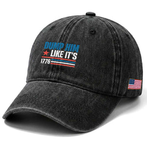 Funny Dump Him Like It's 1776 Washed Cotton Baseball Cap Star And Stripes TS11 Print Your Wear