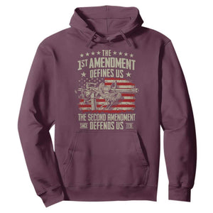 The 1st Amendment Defines Us The Second Defends Us Since 1791 Hoodie Vintage American Flag TS11 Maroon Print Your Wear