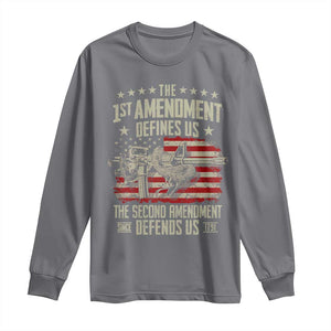 The 1st Amendment Defines Us The Second Defends Us Since 1791 Long Sleeve Shirt Vintage American Flag TS11 Charcoal Print Your Wear