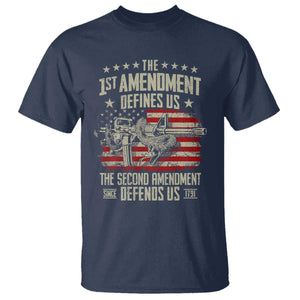 The 1st Amendment Defines Us The Second Defends Us Since 1791 T Shirt Vintage American Flag TS11 Navy Print Your Wear