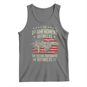 The 1st Amendment Defines Us The Second Defends Us Since 1791 Tank Top Vintage American Flag TS11 Black Heather Print Your Wear