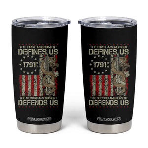 The First Amendment Defines Us The Second Defend Us Tumbler Cup Vintage American Flag TS11 Black Print Your Wear