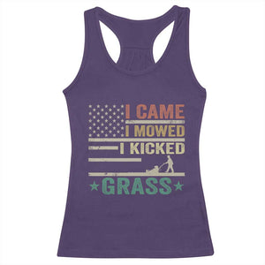 Funny I Came I Mowed I Kicked Grass Racerback Tank Top Lawn Mowing Gardener TS11 Purple Print Your Wear