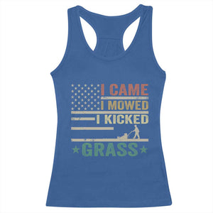 Funny I Came I Mowed I Kicked Grass Racerback Tank Top Lawn Mowing Gardener TS11 Royal Blue Print Your Wear