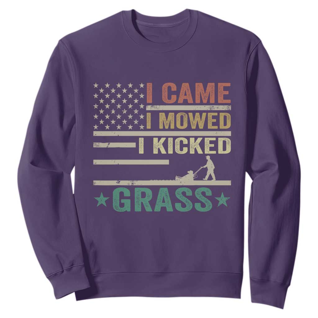 Funny I Came I Mowed I Kicked Grass Sweatshirt Lawn Mowing Gardener TS11 Purple Print Your Wear