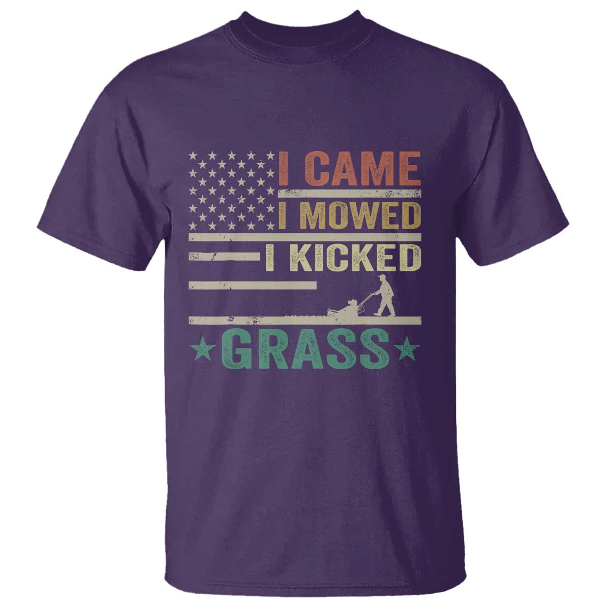 Funny I Came I Mowed I Kicked Grass T Shirt Lawn Mowing Gardener TS11 Purple Print Your Wear