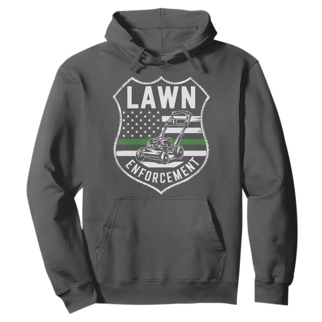 Funny Lawn Enforcement Hoodie Gardening Lawn Mower American Flag TS11 Dark Heather Print Your Wear