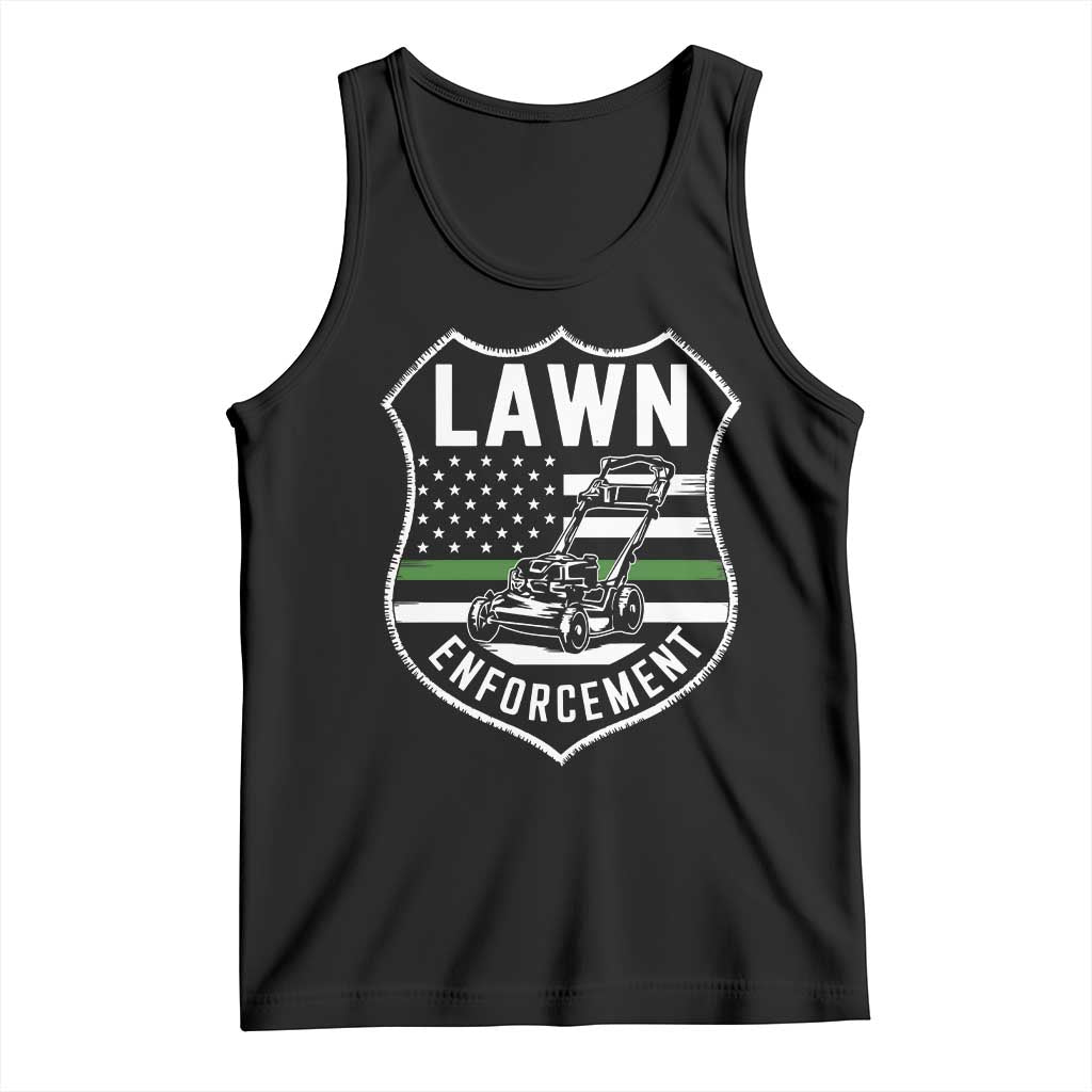 Funny Lawn Enforcement Tank Top Gardening Lawn Mower American Flag TS11 Black Print Your Wear